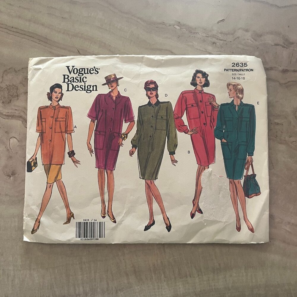 Vogue's Basic Design Pattern 2635 Misses' Dress/Tunic/Skirt 14- 16 -18 UNCUT